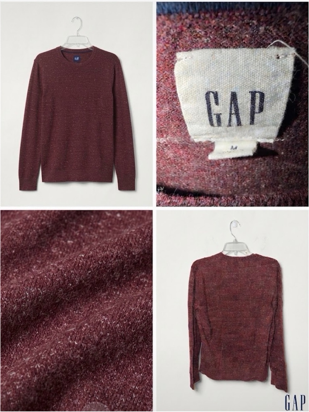 Gap Burgundy Marled Crewneck Sweater — Size Medium (M)